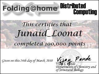 Certificate for completing 100,000 points